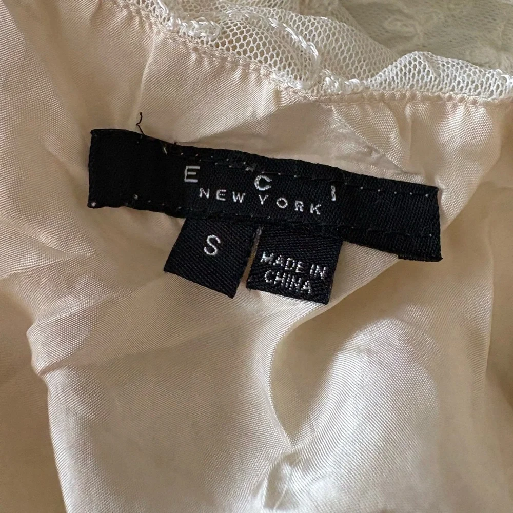 Small Eci New York Vintage y2k Cream Lace Silk Lined Midi Skirt - Picture 2 of 7